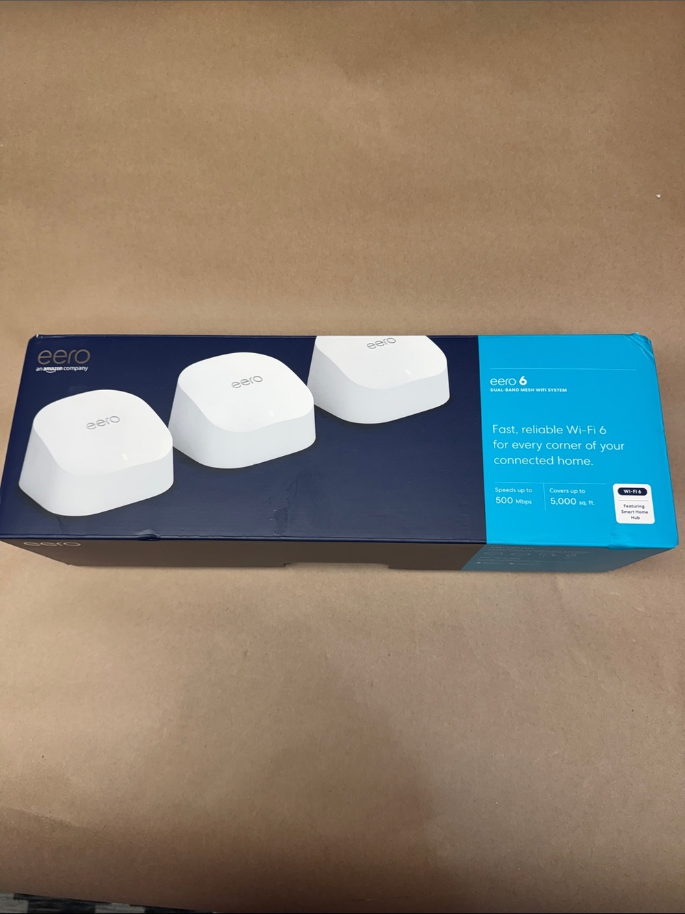 eero 6 Mesh Wi‑Fi System — White and Blue Packaging (3 Pack)